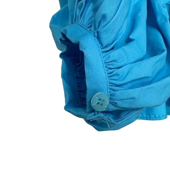 STAUD Luna Puff Sleeve Peplum Top Bright Blue Size 00 NEW WITH TAGS Retail 225 - Picture 8 of 10